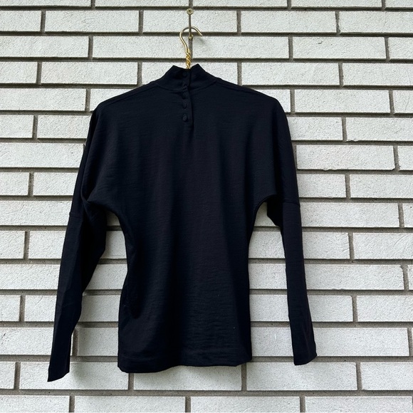 Vintage Bogner Made Italy Wool Layer Mock Neck Feather Embroidered Black Shirt - Picture 9 of 11